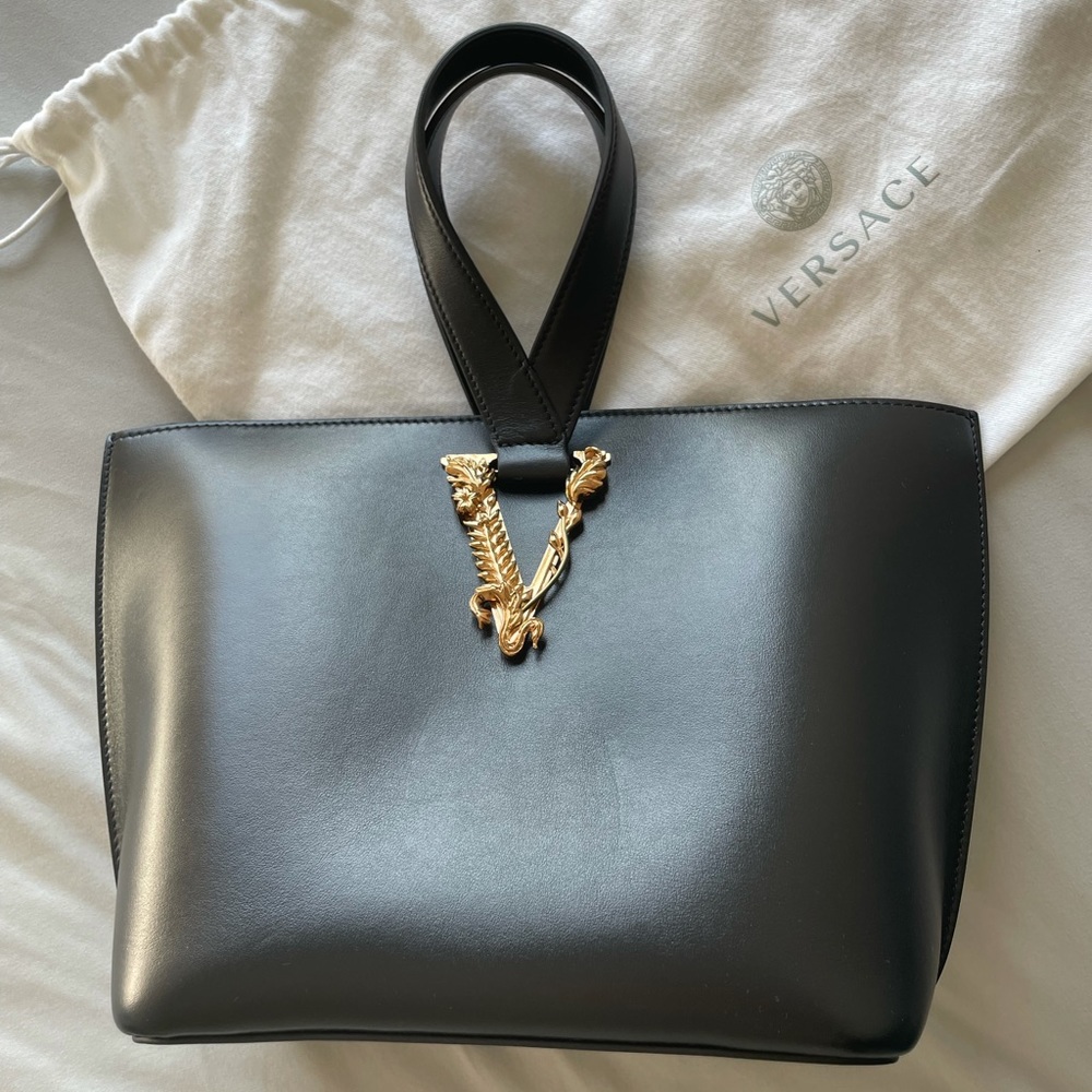VERSACE Tote In Black Leather